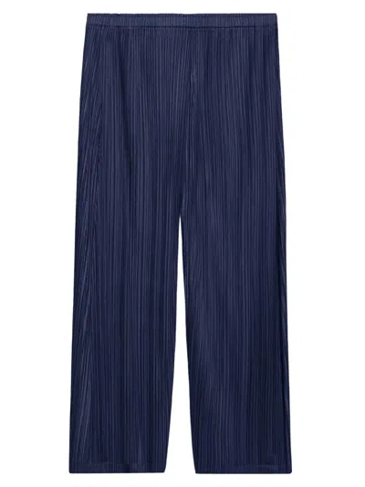 Issey Miyake Women's Monthly Colors: January Plissé Wide-leg Pants In Blue