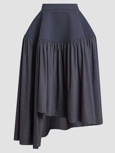 Issey Miyake Women's Mute Mixed-media Pleated High-low Skirt In Blue