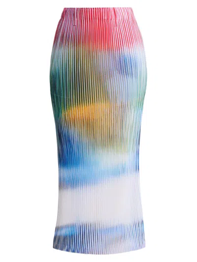 Issey Miyake Women's Obscure Pleats Midi-skirt In Multi