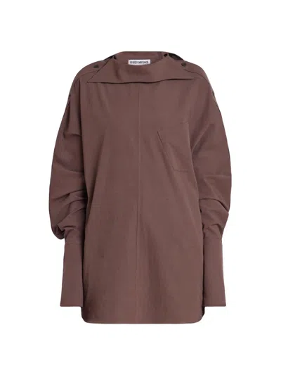 Issey Miyake Women's Odd Cotton Long-sleeve Shirt In Brown