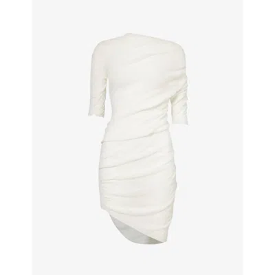 Issey Miyake Womens Off-white Ambiguous High-neck Cotton-blend Knit Mini Dress