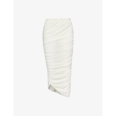 Issey Miyake Womens Off-white Ambiguous Knitted Midi Skirt