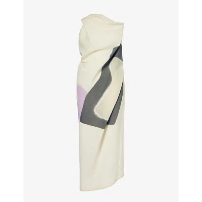 Issey Miyake Womens Off-white Meanwhile Graphic-pattern Voile Midi Dress In 02-off-white