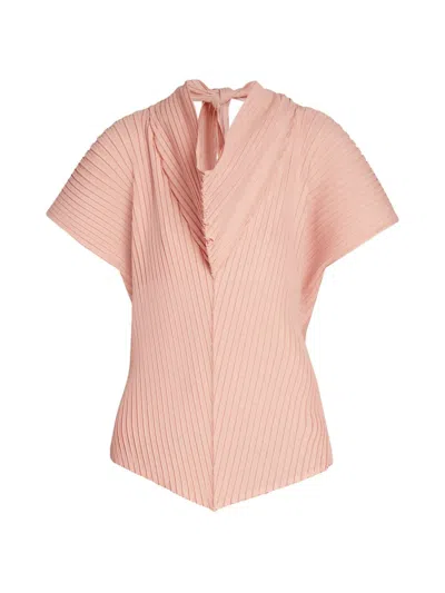 Issey Miyake Women's Paper Like Pleats Short-sleeve Top In Pink