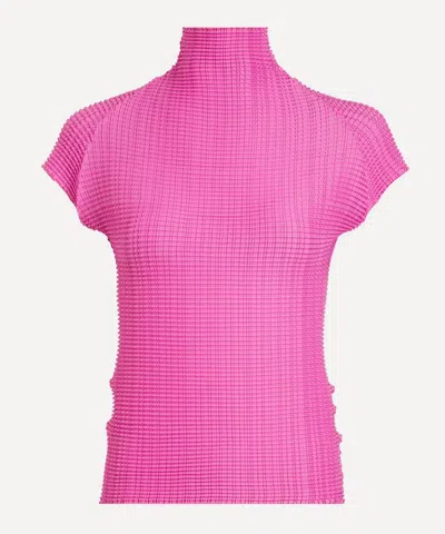 Issey Miyake Women's Pink Wooly Pleats-58 High-neck Top