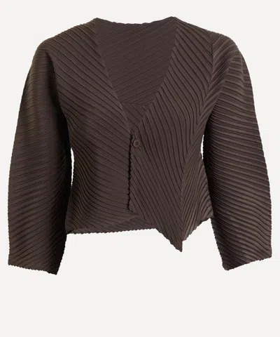 Issey Miyake Women's Plaster Pleats Cardigan In Brown