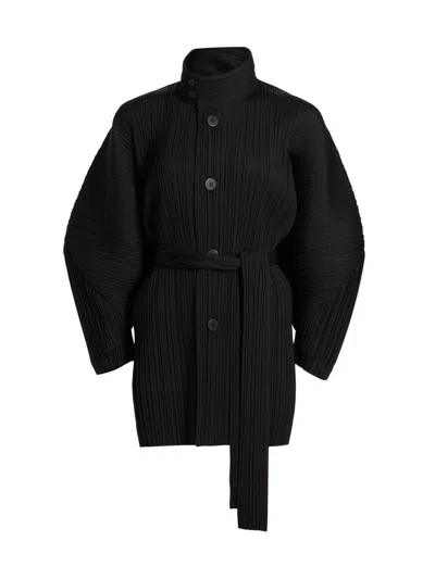 Issey Miyake Women's Pleated Wool Jacket In Black