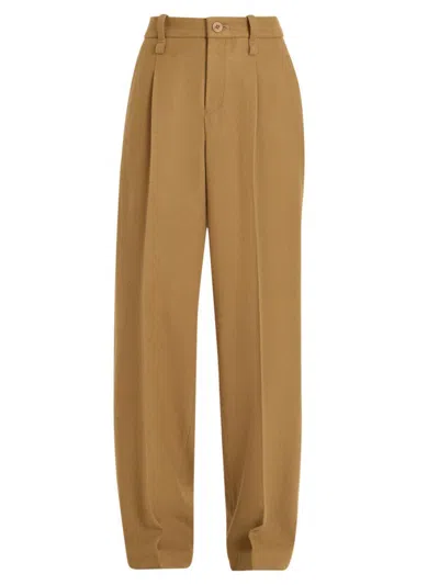 Issey Miyake Women's Pleated Wool Tweed Pants In Brown