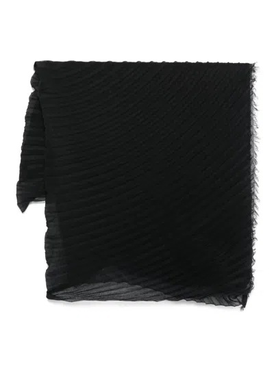 Issey Miyake Women "pleats" Silky Wool Stole In Black