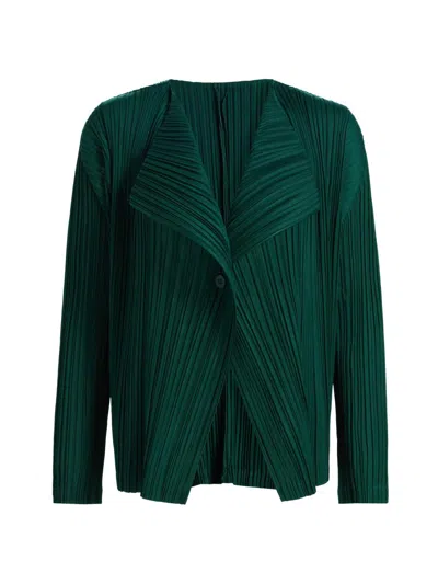 Issey Miyake Women's Plissé Pleats Cardigan In Green