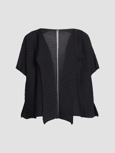 Issey Miyake Women's Ribbed Open-front Cardigan In Black