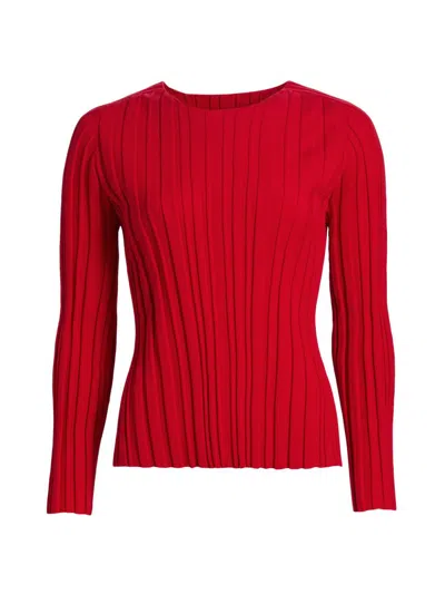Issey Miyake Women's Rib-knit Crewneck Top In Multi