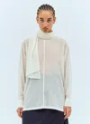 Issey Miyake Women Sheer Shirt With Shawl In White