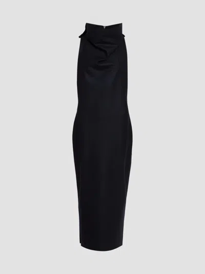 Issey Miyake Women's Shell Highneck Wool-blend Maxi Dress In Black