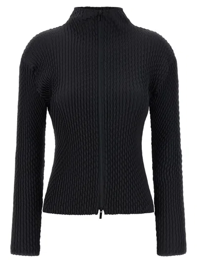 Issey Miyake Women 'sleek Pleats' Cardigan In Black