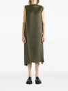 Issey Miyake Fold Pleats Sleeveless Midi Dress In Green