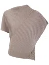 Issey Miyake Pleated Asymmetric Top In Gray