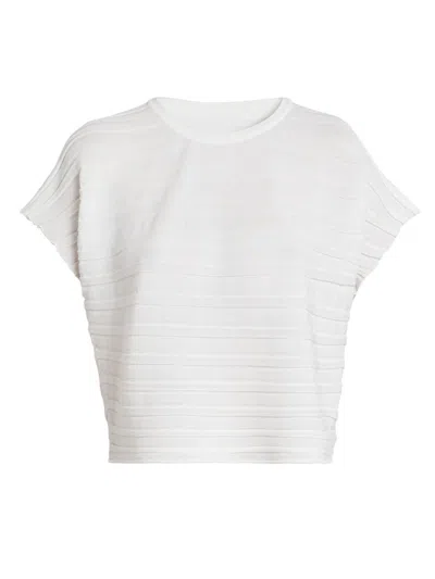 Issey Miyake Women's Step Knit Cotton-blend Top In White