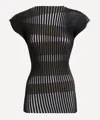 Issey Miyake Womens Blackhued Stripe Plating Knitted Top In Black