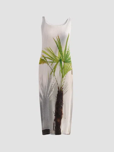 Issey Miyake Urban Jungle Pleats Midi Dress In Gray