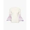 Issey Miyake Womens White Hued Asagao Striped-flared-cuffs Knitted Top In White Hued