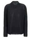 Issey Miyake Pleated Long-sleeved Cardigan In Black