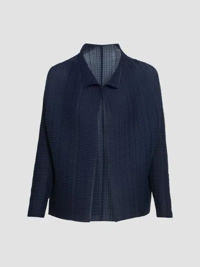 Issey Miyake Women's Wooly Pleats Cardigan In Blue