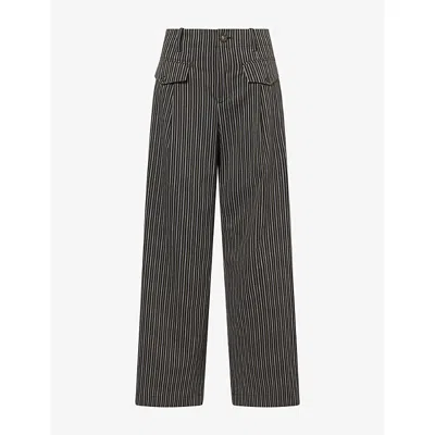 Issey Miyake Womens Allow Stripe Wide-leg Woven Trousers Black In Gray