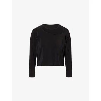Issey Miyake Womens Drape Jersey Shirt Black In Multi