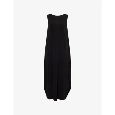 Issey Miyake Womens Black Draped Sleeveless Woven Midi Dress