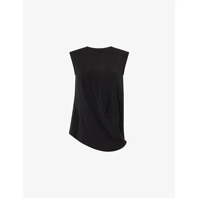 Issey Miyake Womens Black Draped Sleeveless Woven Top