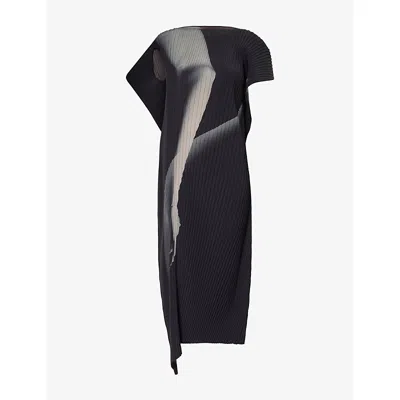 Issey Miyake Womens Black Hands Of Lover Pleat Knit Midi Dress