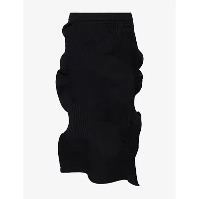 Issey Miyake Womens Black Kone Kone Pleat Knit Midi Skirt