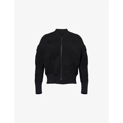 ISSEY MIYAKE WOMENS BLACK KONE KONE RIBBED KNITTED JACKET