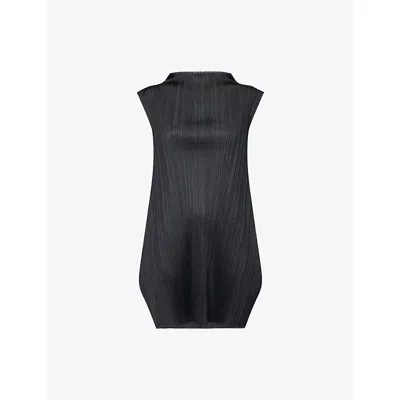 Issey Miyake Womens Black Lamp Shade Sleeveless Knitted Top