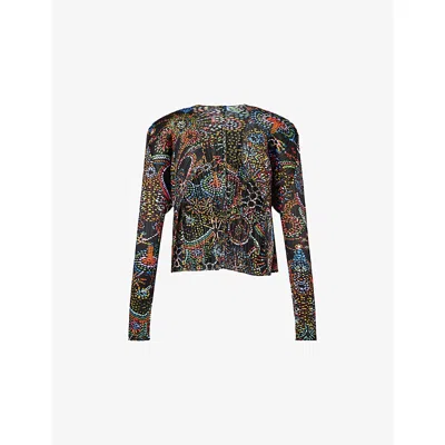Issey Miyake Womens Light Festival Pleated Knitted Cardigan Black In Brown