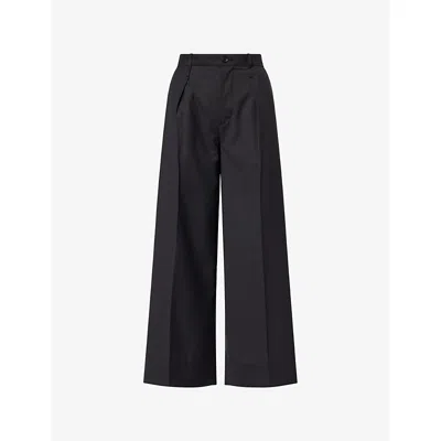 Issey Miyake Womens Black Palindrome Reversible Wool-blend Trousers