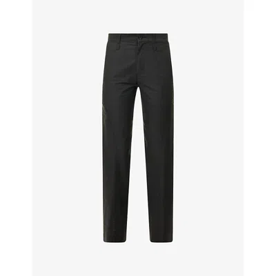 Issey Miyake Womens Black Pigment Dyed Flared Cotton Trousers