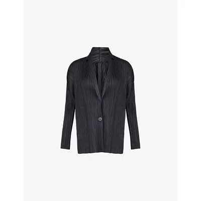 Issey Miyake Womens Black Pleats Knitted Jacket