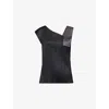 Issey Miyake Womens Black Pointe Asymmetric Woven Top In Black