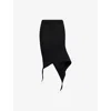 Issey Miyake Womens Black Subdued Asymmetric Knitted Midi Skirt