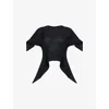 Issey Miyake Womens Black Subdued Asymmetric Knitted Top In Black