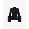 Issey Miyake Womens Black Thin And Thick Long-sleeves Knitted Top In Black
