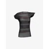 Issey Miyake Womens Blackhued Stripe Plating Knitted Top In Black