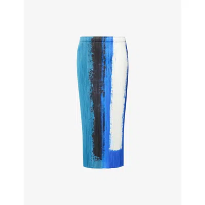 Issey Miyake Womens Blue Jump Knitted Midi Skirt