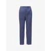 Issey Miyake Womens Wide-leg Pleated Denim-look Knitted Trousers Blue In Blue