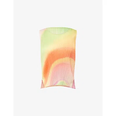 Issey Miyake Womens Bright Pink Groove Sleeveless Knitted Top In Multi