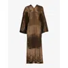 Issey Miyake Womens Brown Asymmetric Relaxed-fit Knitted Stole In Brown