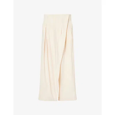 Issey Miyake Womens Brown Looped Wrap-front Woven Trousers In Multi