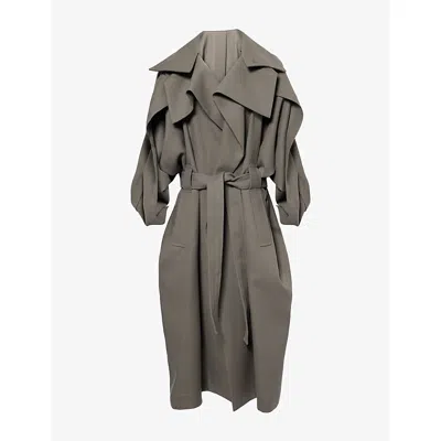 Issey Miyake Womens Calligraph Full-length Wool Coat Grey In Multi